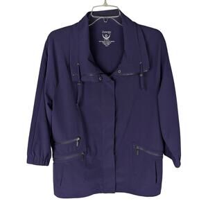 Chico's Zenergy Purple Stretch Microfiber Zip Up Cargo Jacket Size 2 (US 12/L)